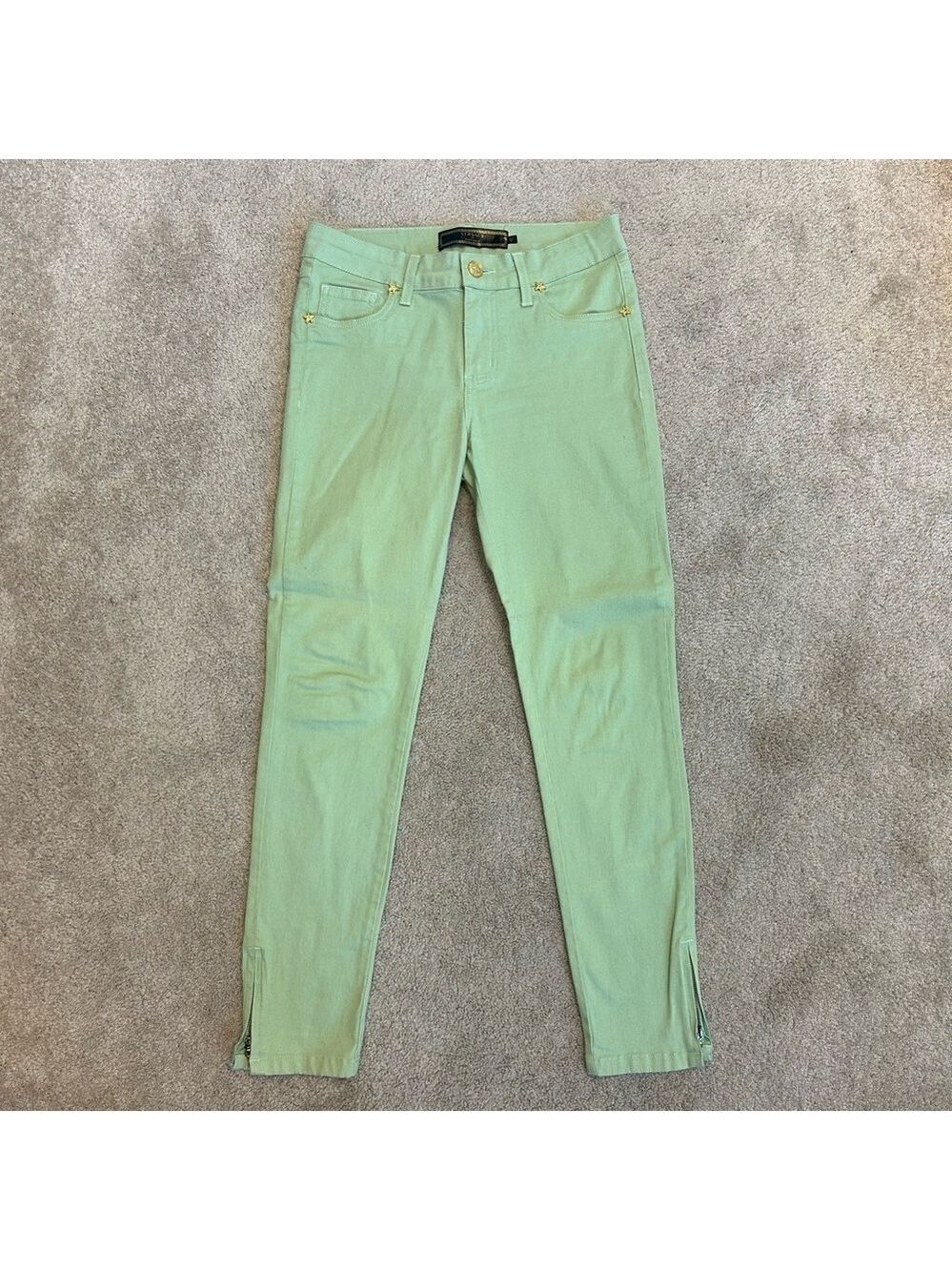 Versace for riachuelo pastel mint green slim fit denim jean skinny pants 40